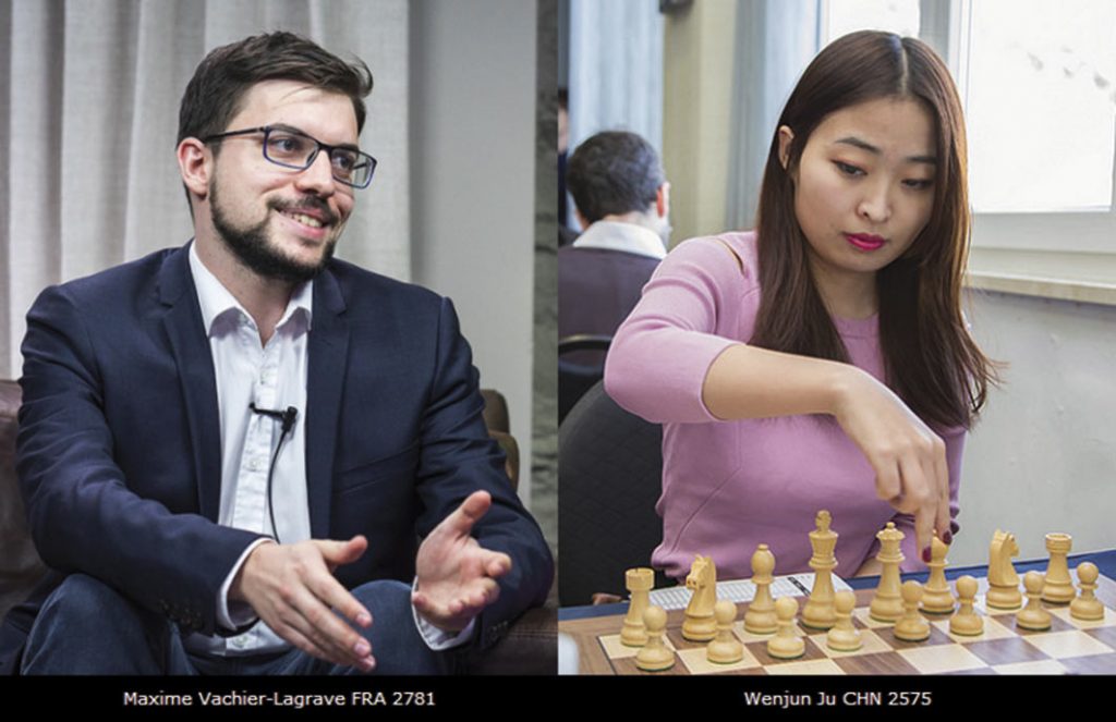 Maxime Vachier-Lagrange and Ju Wenjun